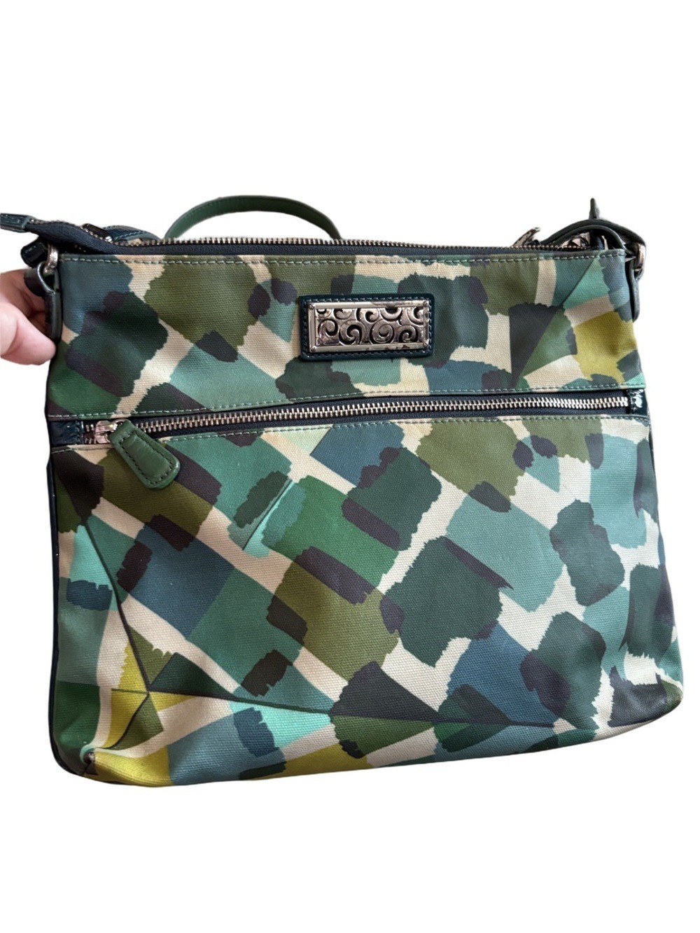 Brighton Green Abstract Print Crossbody Bag casual lightweight - Picture 3 of 12